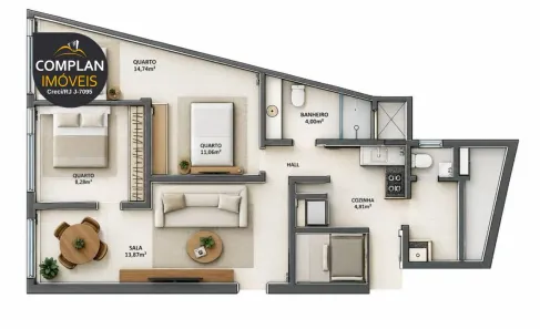 Apartamento com 2 Quartos à venda, 56m² no Copacabana, Rio de Janeiro