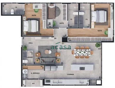 Apartamento com 3 Quartos à venda, 230m² no Recanto Tropical, Cascavel