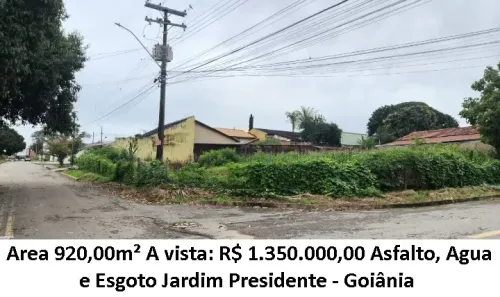 Lote/Terreno à venda, 920m² no Jardim Presidente, Goiânia