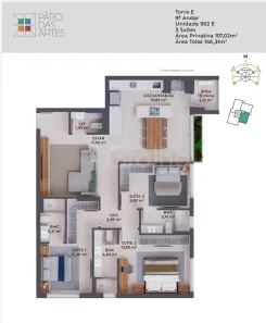Apartamento com 3 Quartos à venda, 108m² no Pedra Branca, Palhoça