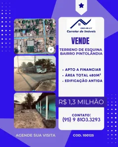 Lote/Terreno à venda, 480m² no Pintolândia, Boa Vista