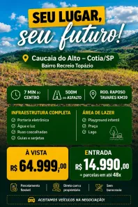Lote/Terreno à venda, 500m² no Recreio Topázio (Caucaia do Alto), Cotia