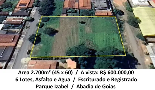 Lote/Terreno à venda, 2700m² no Centro, Abadia de Goiás