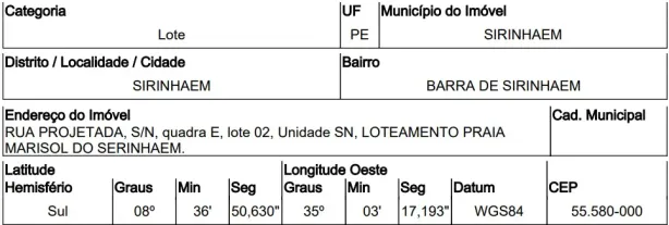 Lote/Terreno à venda, 396m² no , Sirinhaém