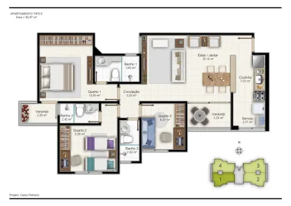 Apartamento com 3 Quartos à venda, 83m² no Cristo Rei, Teresina