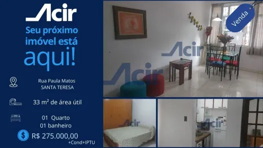 Apartamento com 1 Quarto à venda, 32m² no Santa Teresa, Rio de Janeiro