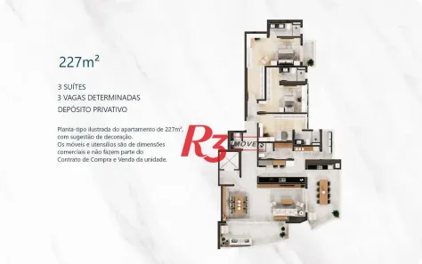 Apartamento com 3 Quartos à venda, 228m² no Ponta da Praia, Santos