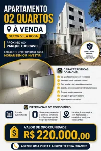 Apartamento com 2 Quartos à venda, 60m² no Vila Rosa, Goiânia