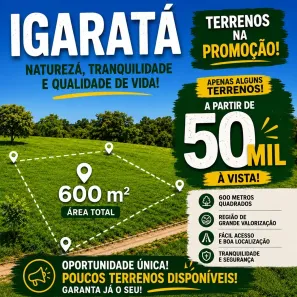 Lote/Terreno à venda, 600m² no Águas de Igaratá, Igaratá
