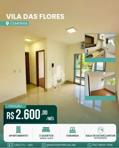 Apartamento com 2 Quartos para alugar, 50m² no Compensa, Manaus
