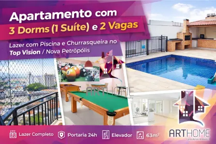 Apartamento com 3 Quartos à venda, 63m² no Nova Petrópolis, São Bernardo do Campo