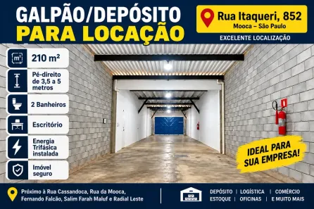 Galpão/Depósito/Armazém para alugar, 210m² no Alto da Mooca, São Paulo