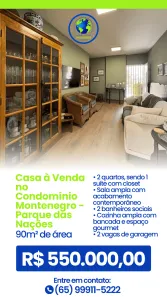 Casa de Condomínio com 2 Quartos à venda, 90m² no Parque Residencial das Nações Indígenas, Cuiabá