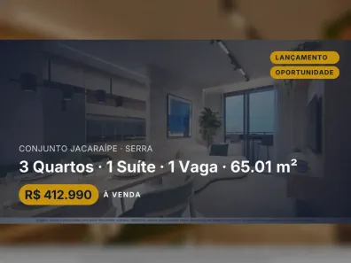 Apartamento com 3 Quartos à venda, 65m² no Conjunto Jacaraípe, Serra