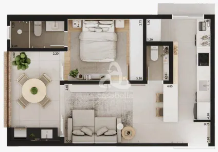 Apartamento com 1 Quarto à venda, 54m² no Embaré, Santos