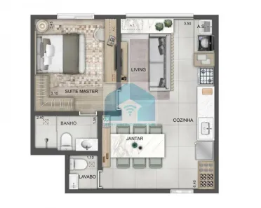 Apartamento com 1 Quarto à venda, 49m² no Instituto de Previdência, São Paulo
