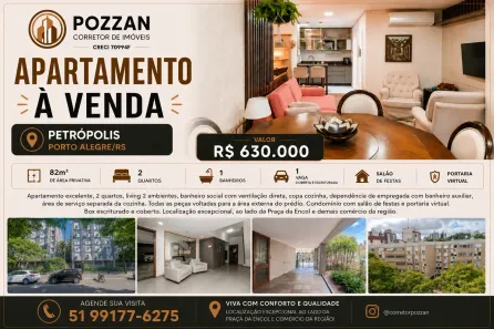 Apartamento com 2 Quartos à venda, 82m² no Petrópolis, Porto Alegre