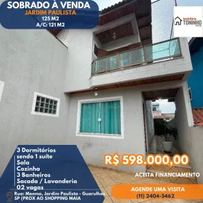 Sobrado com 3 Quartos à venda, 121m² no Jardim Paulista, Guarulhos