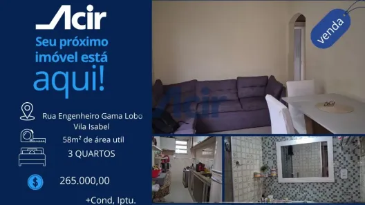 Apartamento com 3 Quartos à venda, 57m² no Vila Isabel, Rio de Janeiro