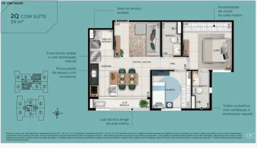 Apartamento com 2 Quartos à venda, 58m² no Setor Bueno, Goiânia