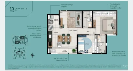 Apartamento com 2 Quartos à venda, 59m² no Setor Bueno, Goiânia