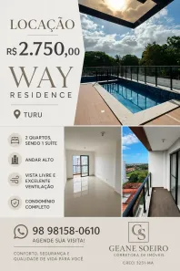 Apartamento com 2 Quartos para alugar, 55m² no Turu, São Luís