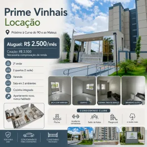 Apartamento com 2 Quartos para alugar, 50m² no Recanto dos Vinhais, São Luís