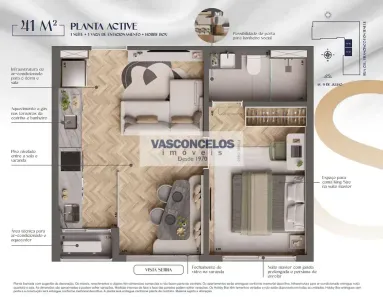 Apartamento com 1 Quarto à venda, 41m² no Jardim Apolo I, São José dos Campos