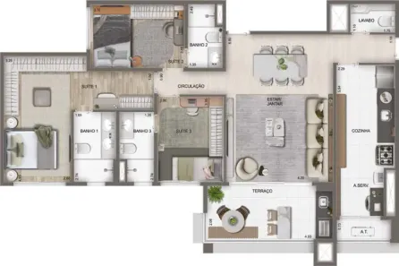 Apartamento com 3 Quartos à venda, 120m² no Umuarama, Osasco