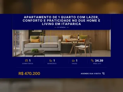 Apartamento com 1 Quarto à venda, 34m² no Coqueiral de Itaparica, Vila Velha
