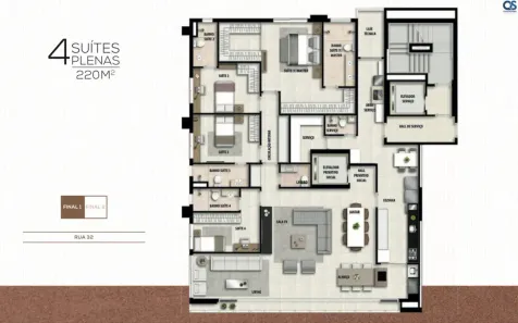 Apartamento com 4 Quartos à venda, 220m² no Setor Marista, Goiânia