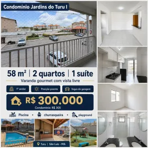 Apartamento com 2 Quartos à venda, 58m² no Turu, São Luís