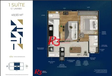 Apartamento com 1 Quarto à venda, 50m² no Marapé, Santos