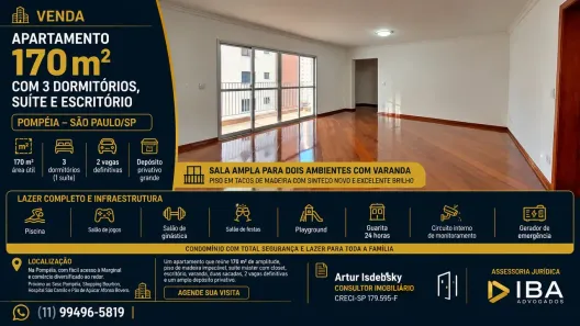 Apartamento com 3 Quartos para alugar, 170m² no Vila Anglo Brasileira, São Paulo