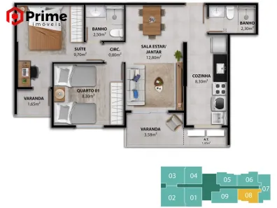 Apartamento com 2 Quartos à venda, 59m² no Centro, Guarapari