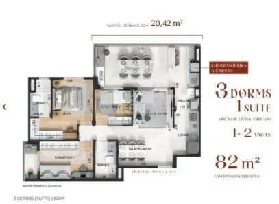 Apartamento com 3 Quartos à venda, 82m² no Vila Carrão, São Paulo