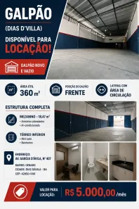Galpão/Depósito/Armazém para alugar, 360m² no Genaro, Dias d'Ávila