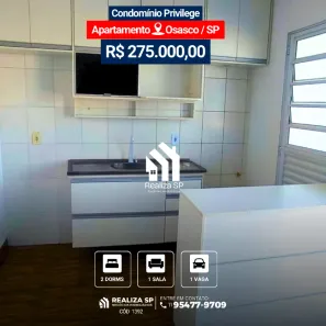 Apartamento com 2 Quartos à venda, 55m² no Padroeira, Osasco