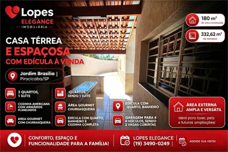 Casa com 4 Quartos à venda, 180m² no Jardim Brasília, Piracicaba