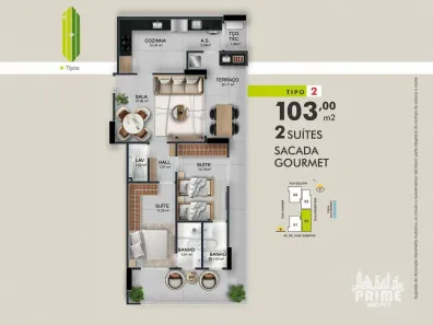Apartamento com 2 Quartos à venda, 103m² no Guilhermina, Praia Grande