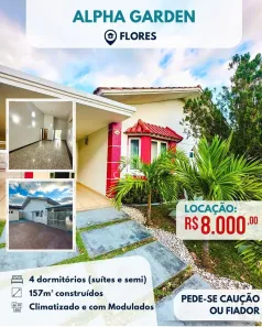 Casa de Condomínio com 4 Quartos para alugar, 157m² no Flores, Manaus