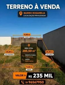 Lote/Terreno à venda, 280m² no Parque Residencial Rosamélia, Cosmópolis