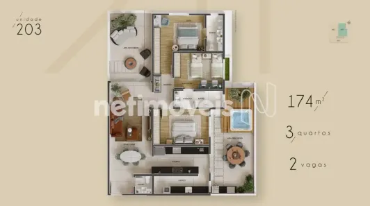 Apartamento com 3 Quartos à venda, 174m² no Vila Paris, Belo Horizonte