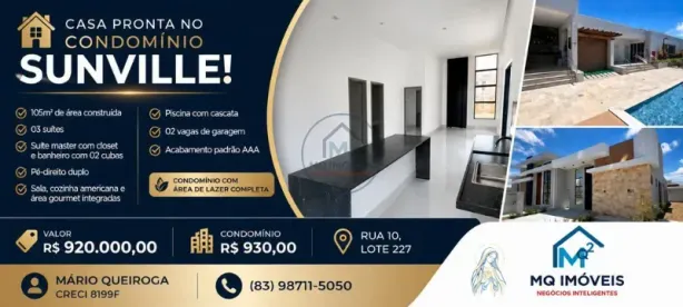 Casa de Condomínio com 3 Quartos à venda, 105m² no Muçumagro, João Pessoa