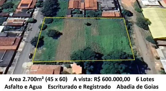 Lote/Terreno à venda, 2700m² no Centro, Abadia de Goiás