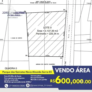 Lote/Terreno à venda, 3348m² no Parque Residencial Nova Almeida, Serra