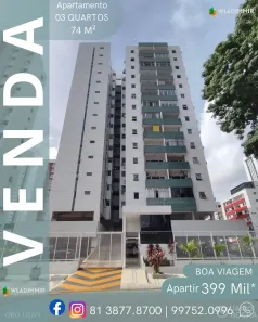 Apartamento com 3 Quartos à venda, 74m² no Boa Viagem, Recife