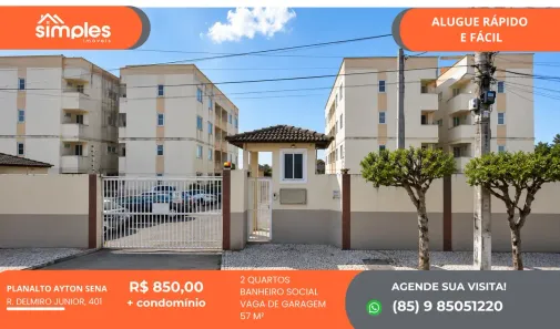 Apartamento com 2 Quartos para alugar, 57m² no Planalto Ayrton Senna, Fortaleza