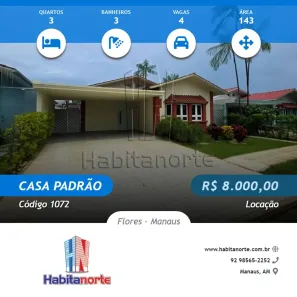 Casa de Condomínio com 3 Quartos para alugar, 143m² no Flores, Manaus