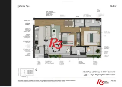 Apartamento com 2 Quartos à venda, 72m² no Boqueirão, Santos